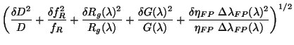 $\displaystyle \left( \frac{\delta D^2}{D} +
\frac{\delta f_R^2}{f_R} +
\frac{\d...
...lambda_{FP}(\lambda)^2}
{\eta_{FP}~ \Delta \lambda_{FP}(\lambda)} \right)^{1/2}$