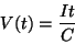 \begin{displaymath}
V(t)=\frac{It}{C}
\end{displaymath}