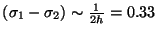 $(\sigma _1 - \sigma _2) \sim \frac{1}{2h} = 0.33$