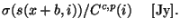 $\textstyle \sigma(s(x+b,i))/C^{c,p}(i)~~~~{\rm [Jy]}.$